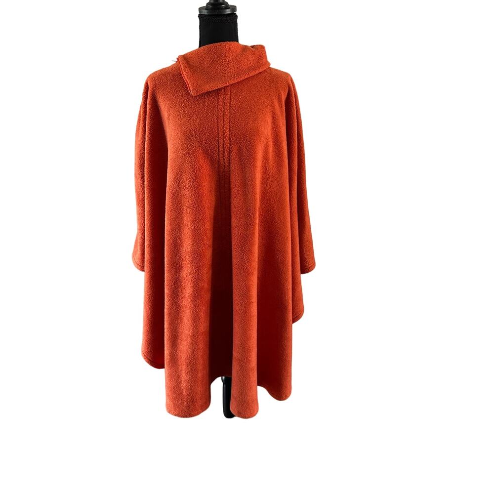 Vintage Cozy Orange Teddy Poncho - One Size